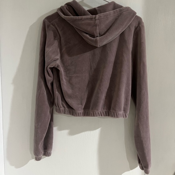 Brandy Melville John Galt Velvet Velour Zip Up Hoodie - Picture 2 of 2